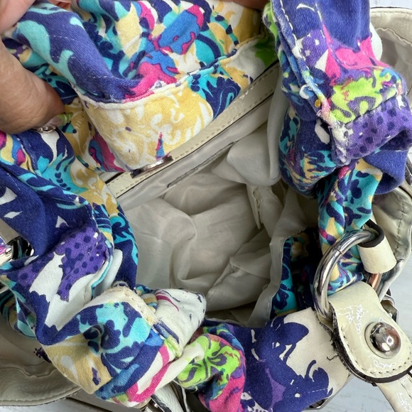 Vintage Y2K Wilsons Leather Patent Multicolored Purse Floral Shoulder Bag - Picture 15 of 16